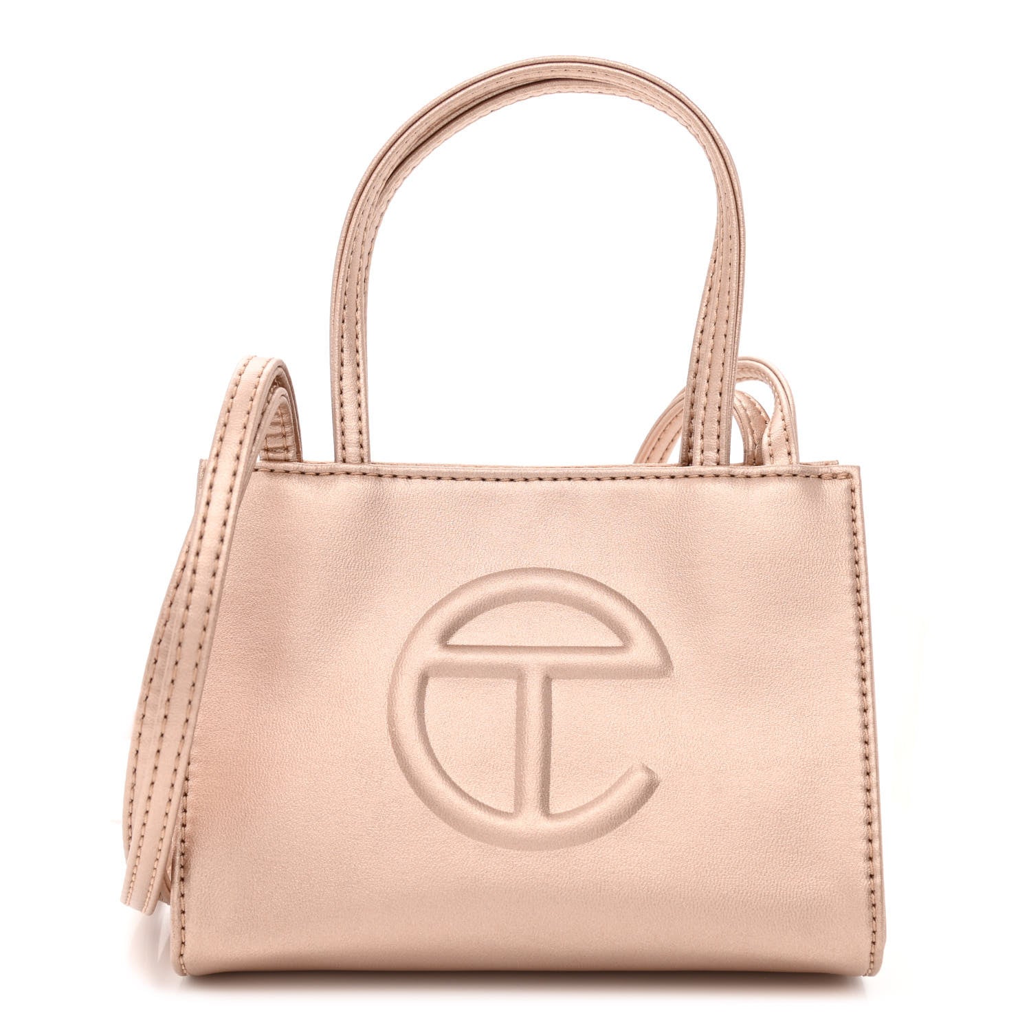 Telfar Metallic Vegan Leather Small Shopping Bag Copper 1 of 11
