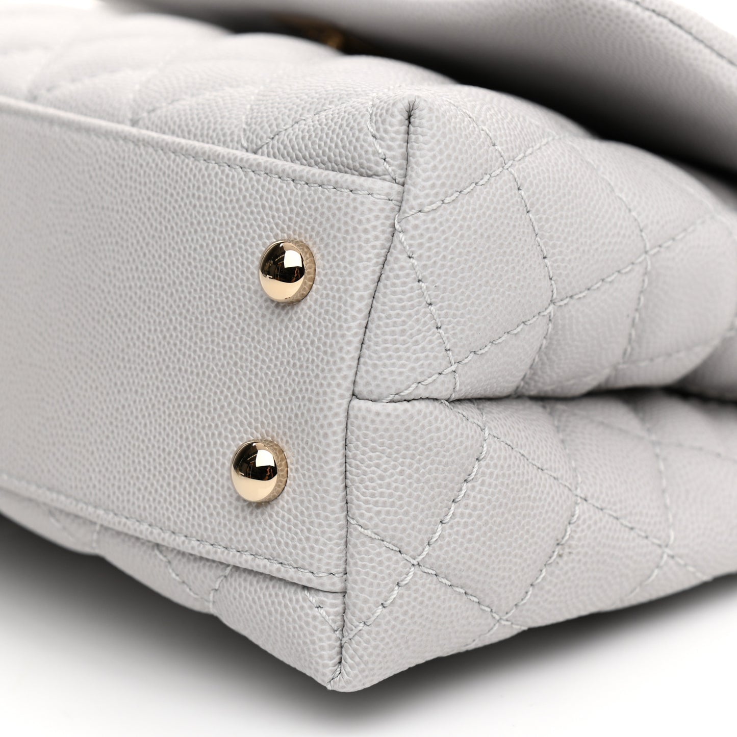 Caviar Quilted Mini Coco Handle Flap Light Grey