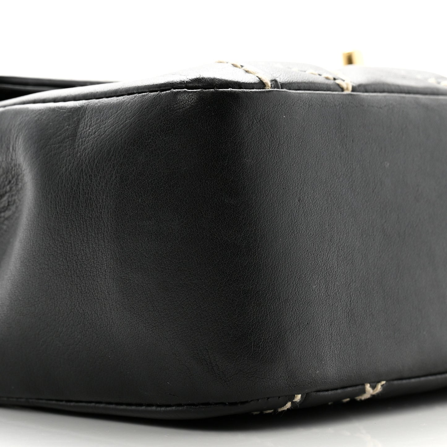 Calfskin Quilted Wild Stitch Large Top Handle Flap Black