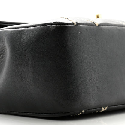 Chanel Calfskin Quilted Wild Stitch Large Top Handle Flap Black 9 of 16