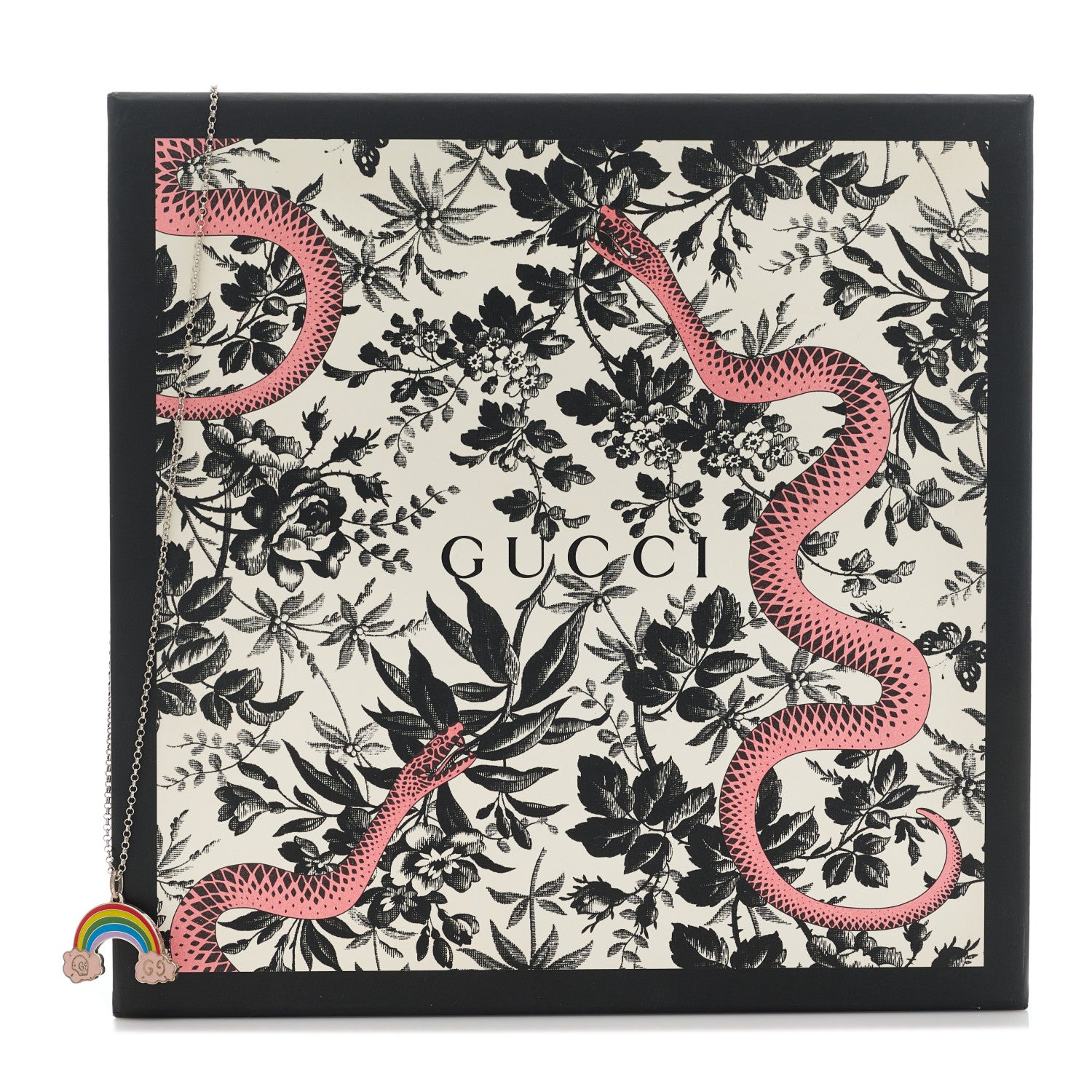 Gucci Sterling Silver Enamel GucciGhost Rainbow Pendant Necklace 5 of 5