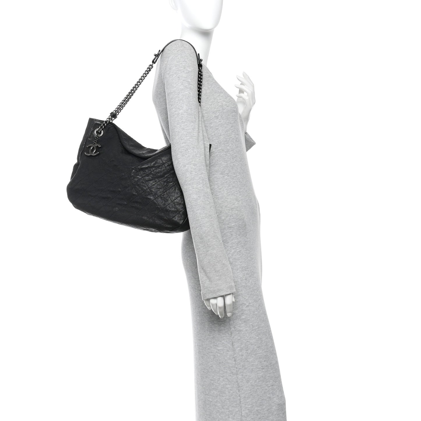 Caviar Quilted Simply CC Hobo Black