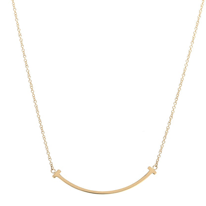 Tiffany 18K Yellow Gold Small T Smile Pendant Necklace 1 of 5