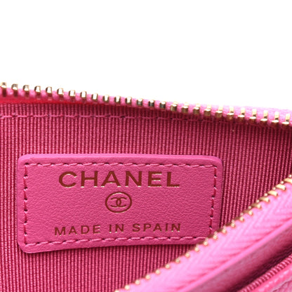 Chanel Caviar Quilted CC Zip Card Holder Pink 8 of 11