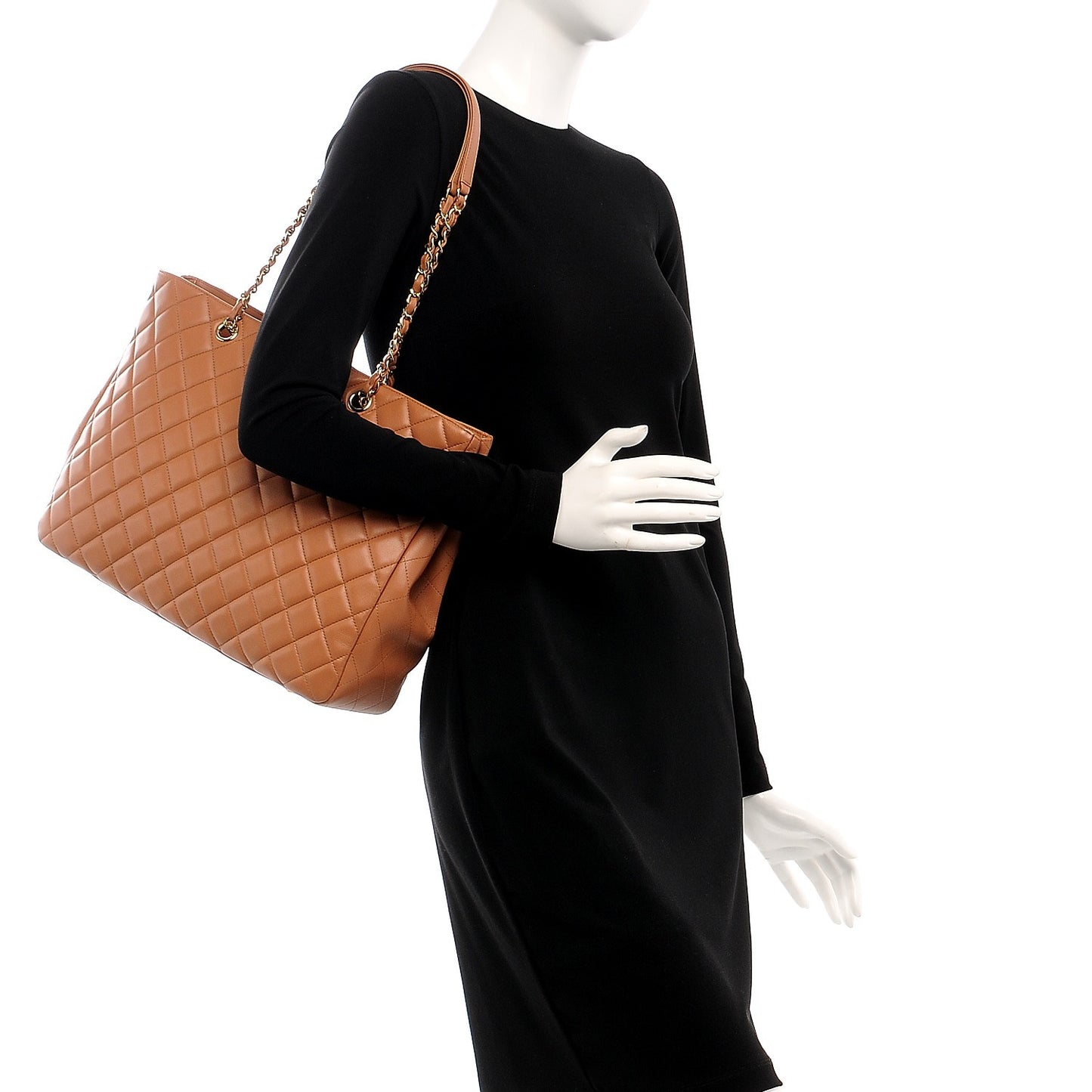 Calfskin Quilted Timeless Tote Beige
