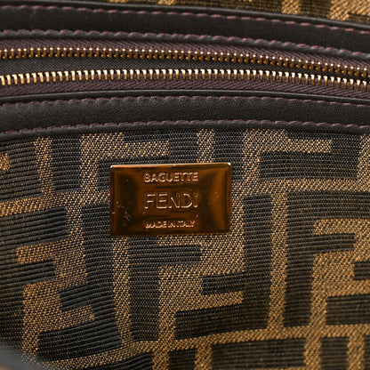 Fendi Fabric Jacquard FF 1974 Medium Baguette Tobacco Moro Black 6 of 9