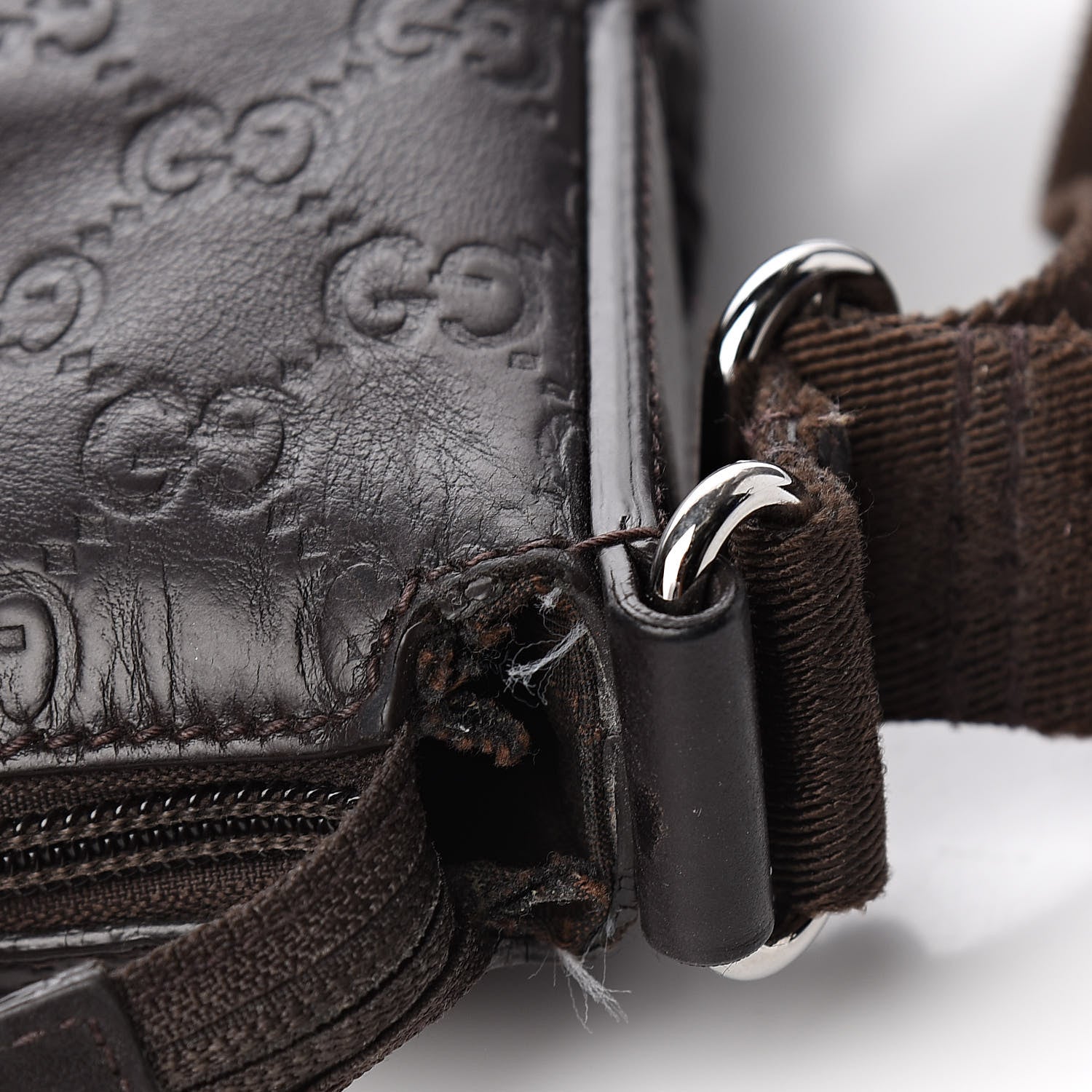 Gucci Guccissima Crossbody Messenger Bag Dark Brown 8 of 13