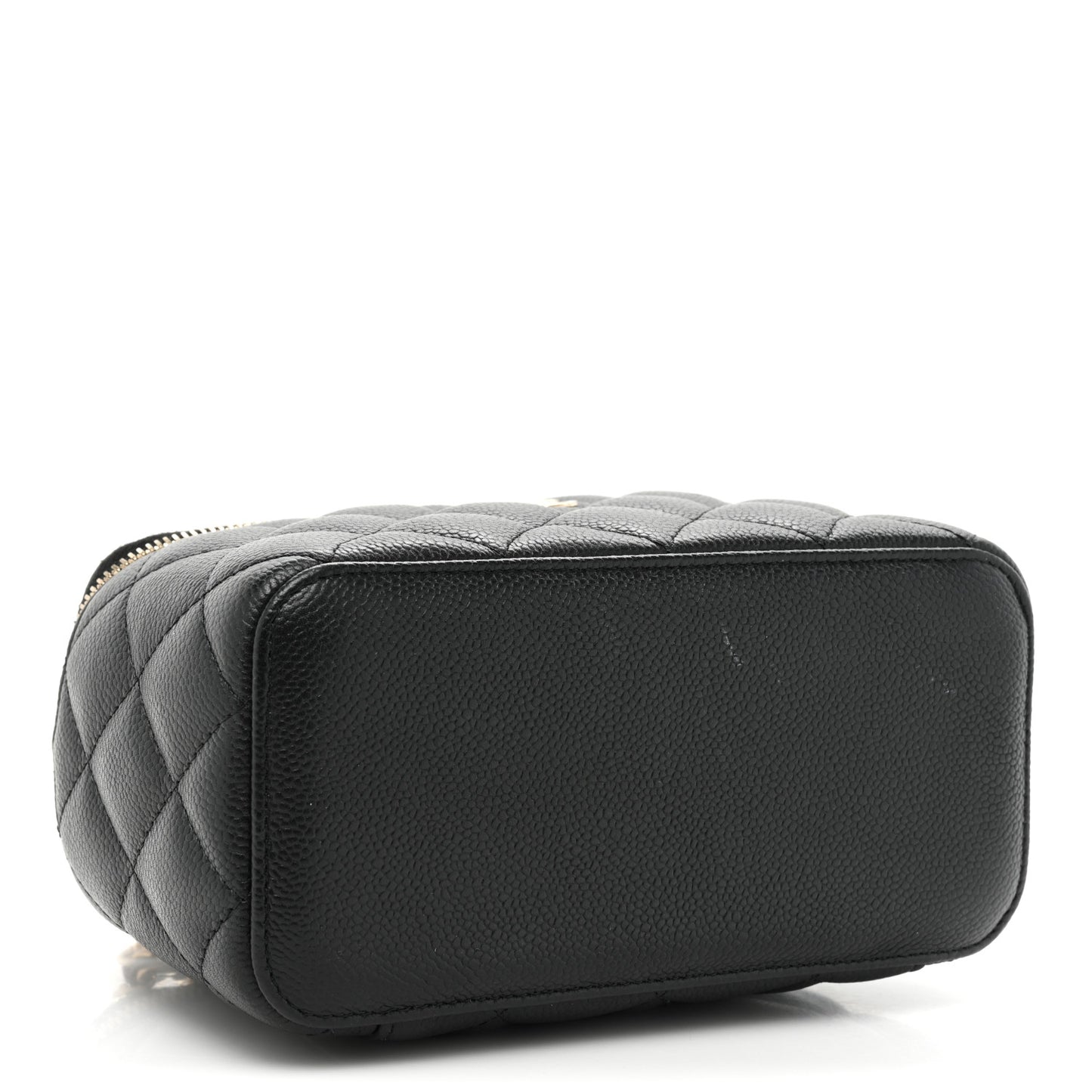 Caviar Quilted Small Vanity Case With Chain Black