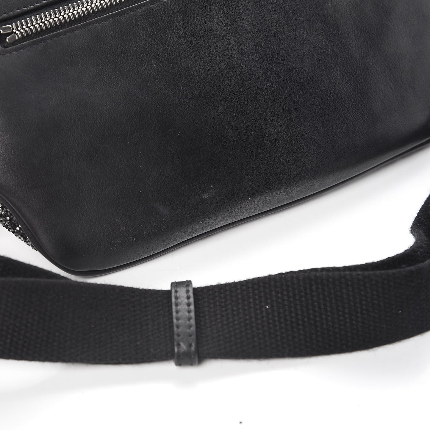 Lambskin Glitter Belt Bag Metallic Black