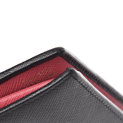 Prada Saffiano Colour Compact Wallet Black Ibisco 9 of 9