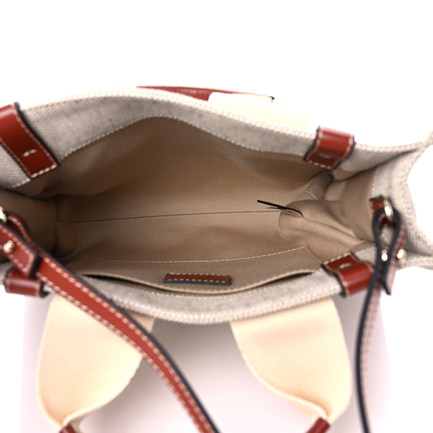 Cotton Calfskin Small Woody Ribbon Tote With Strap White Brown