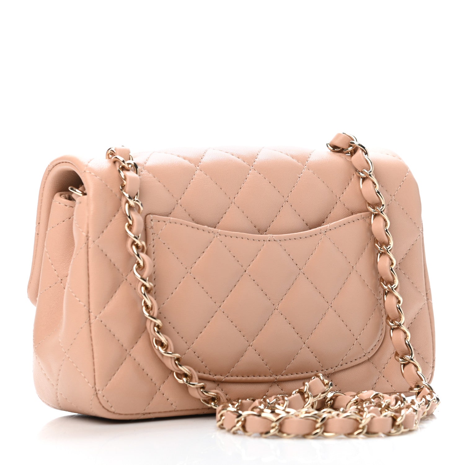 Chanel Lambskin Quilted Mini Rectangular Flap Dark Beige 2 of 4