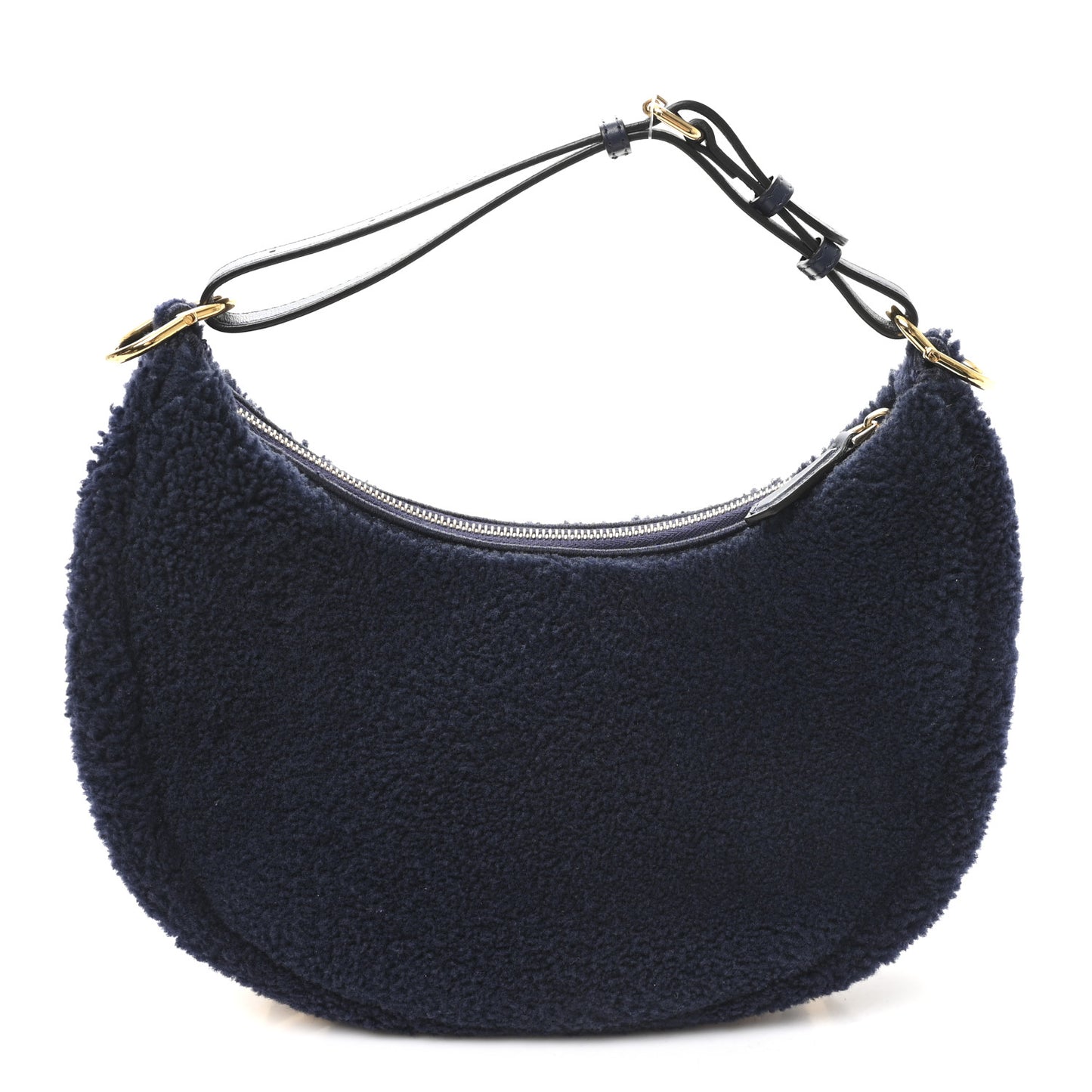 Sheep Fur Vitello Grace Small Fendigraphy Hobo Midnight