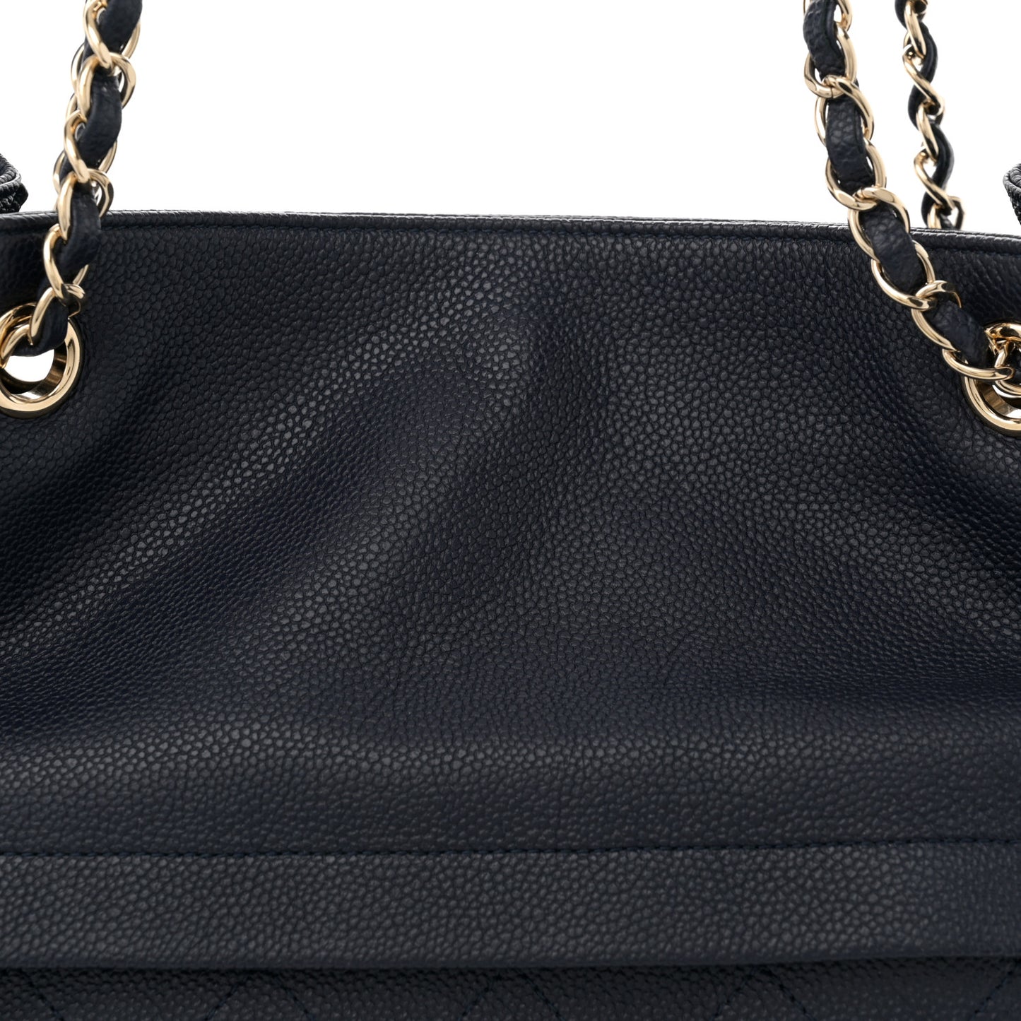 Crumpled Grained Calfskin Zip and Carry Shopping Tote Navy