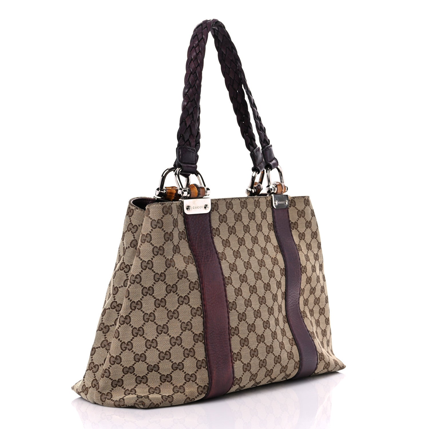 Gucci Monogram Medium Bamboo Bar Tote Bordeaux 3 of 21