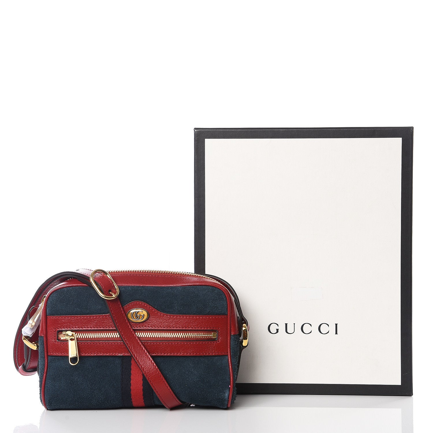 Gucci Suede Calfskin Web Mini Ophidia Shoulder Bag New Blue Romantic Cherry 12 of 12