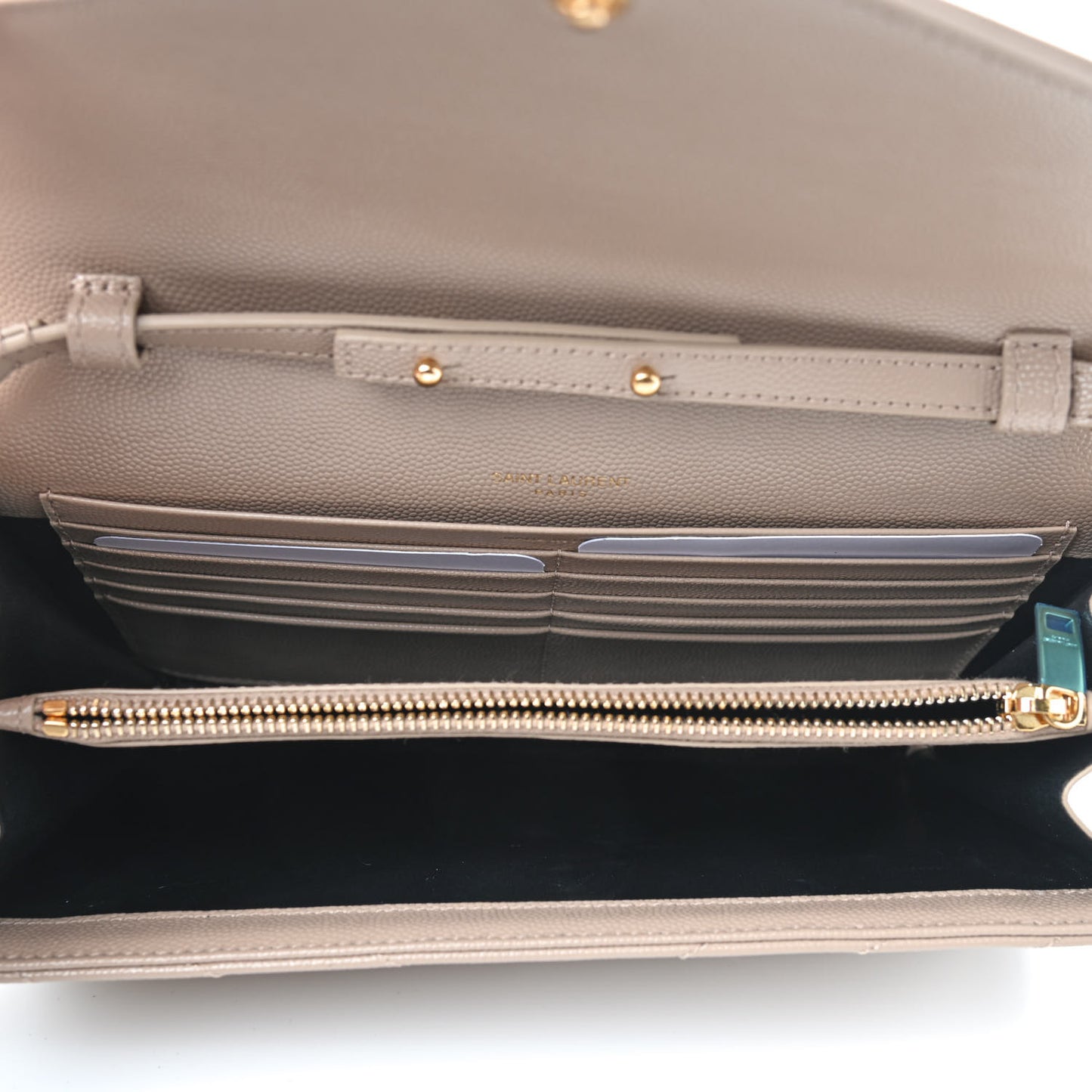 Grain De Poudre Matelasse Chevron Monogram Chain Wallet Nude Powder