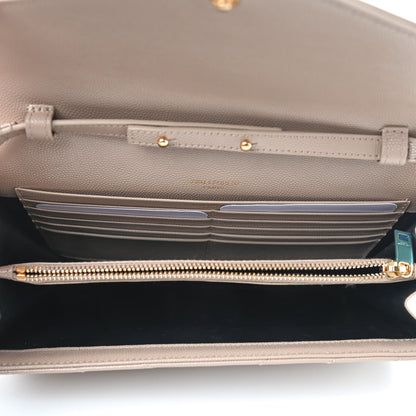 Saint Laurent Grain De Poudre Matelasse Chevron Monogram Chain Wallet Nude Powder 5 of 8