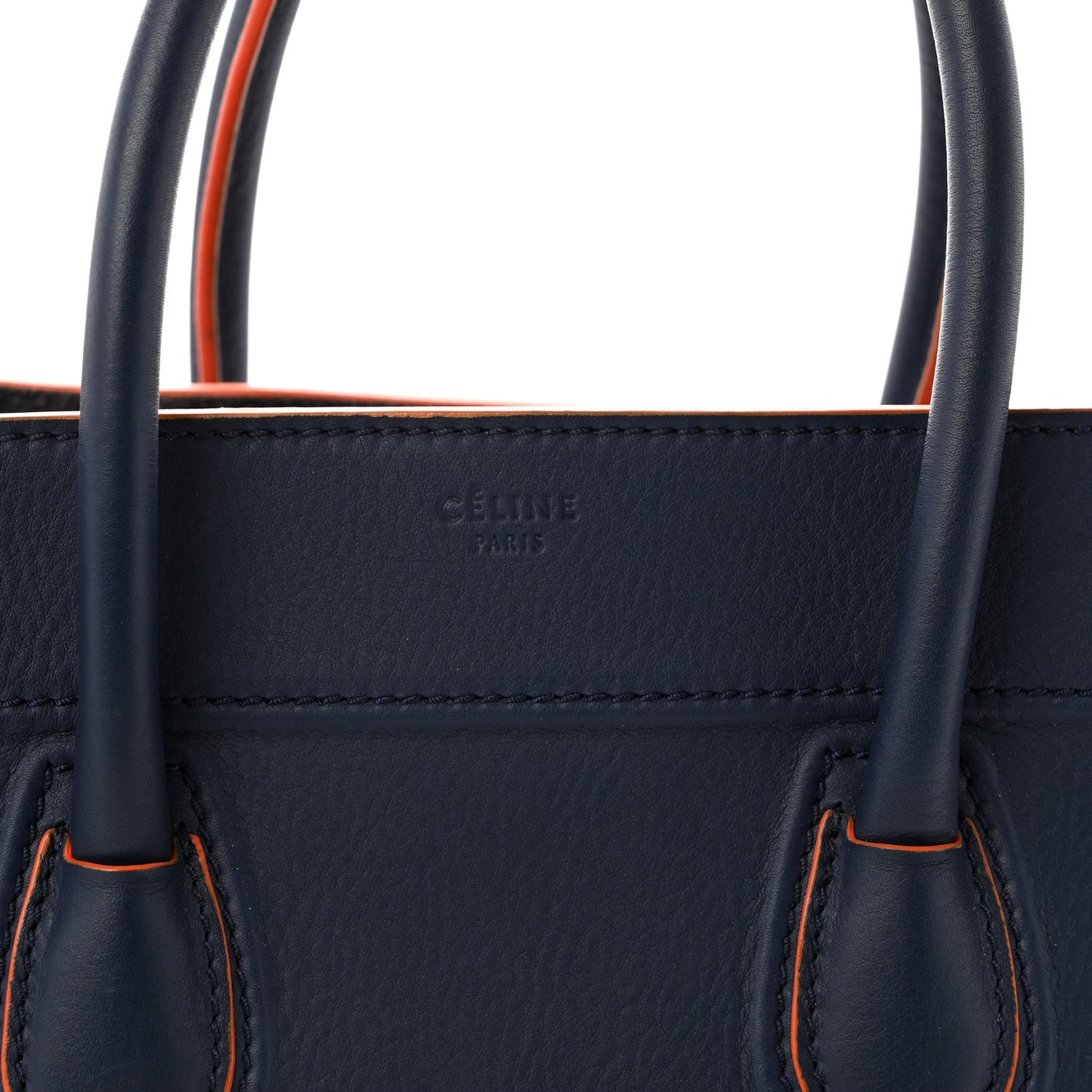Supple Calfskin Large Phantom Luggage Navy Blue Orange