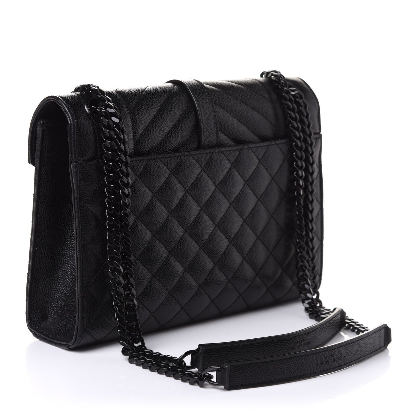 Grain De Poudre Textured Mixed Matelasse Triquilt Medium Monogram Satchel Black