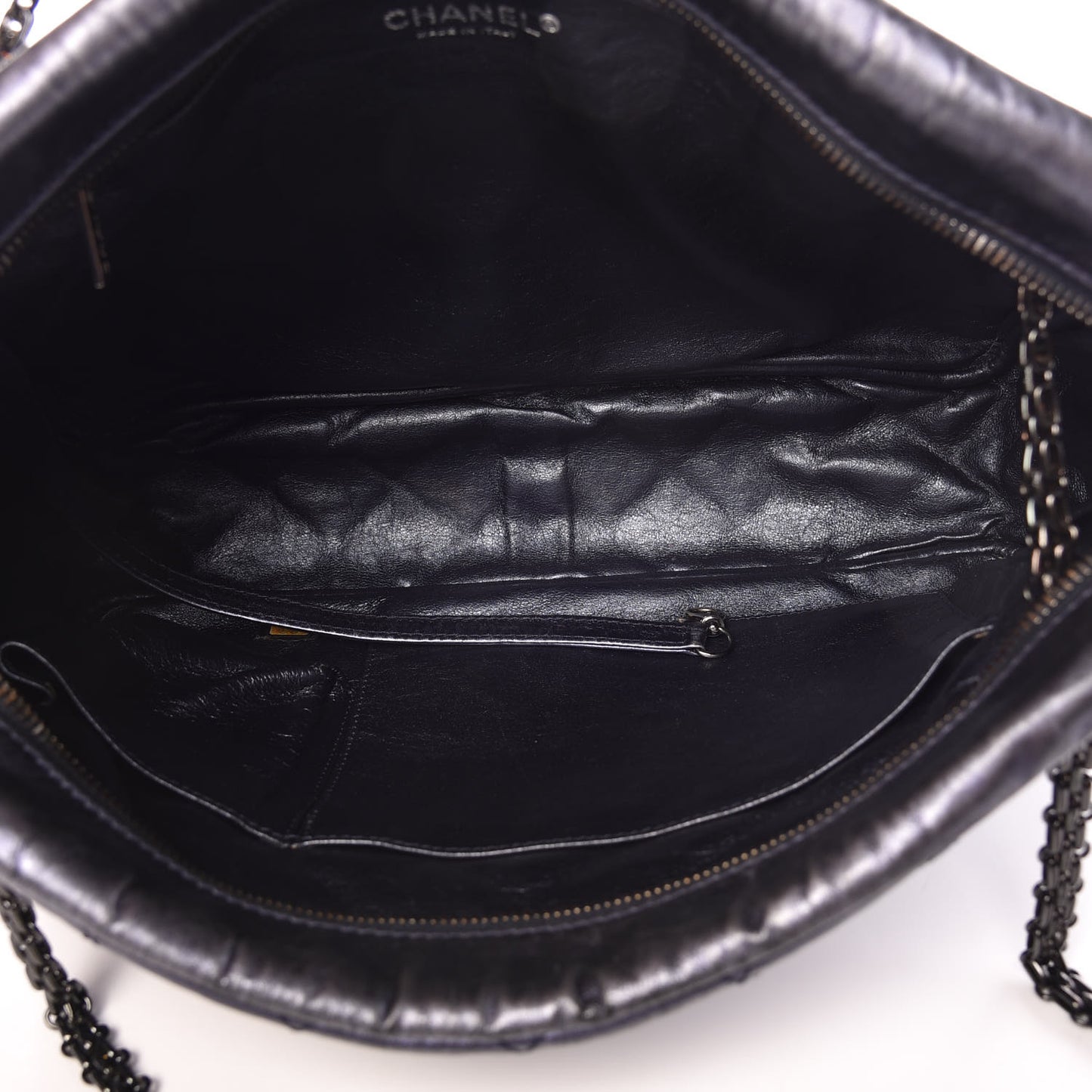 Metallic Aged Calfskin Quilted Large Reissue Camera Case Silver