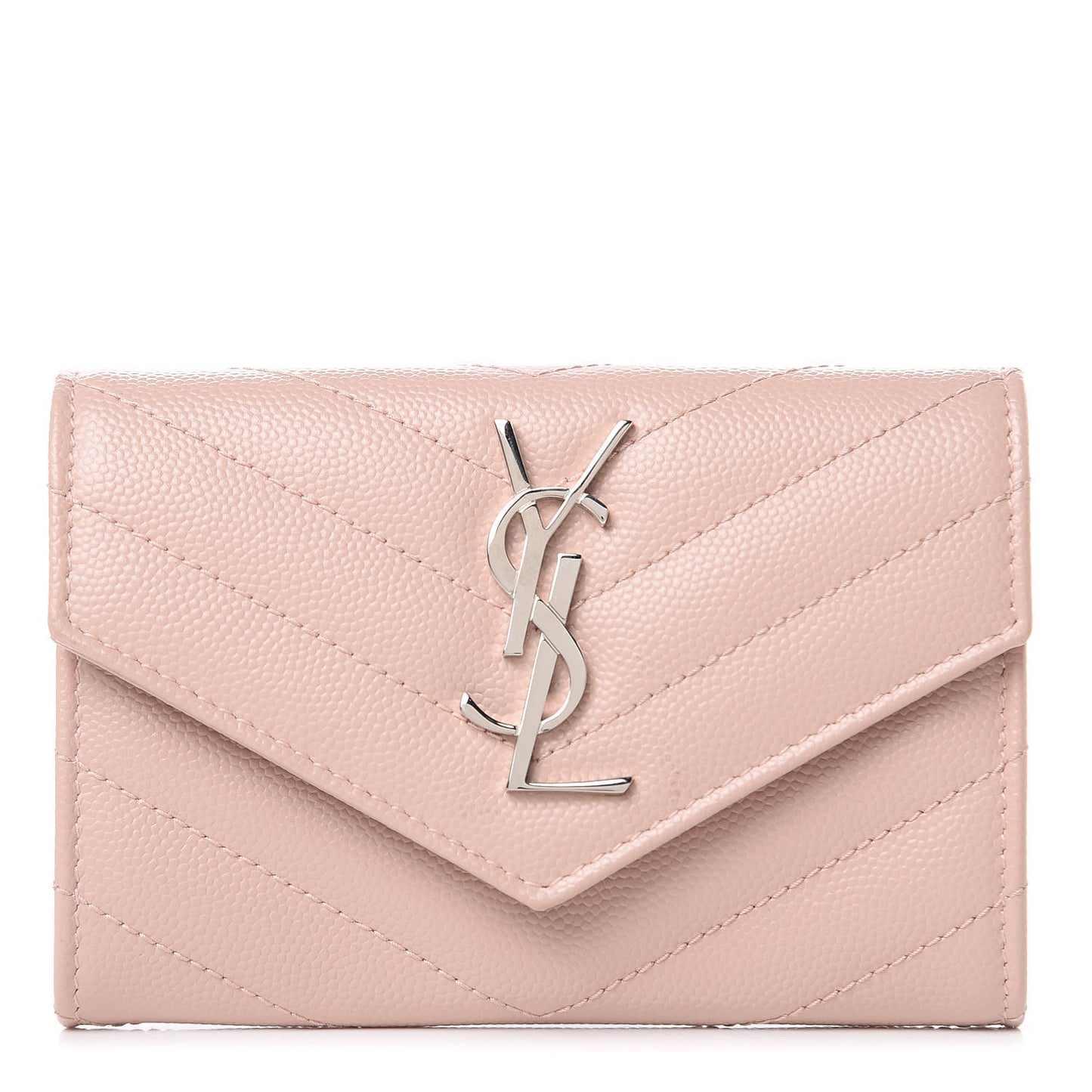 Grain De Poudre Matelasse Chevron Small Monogram Envelope Wallet Pale Blush