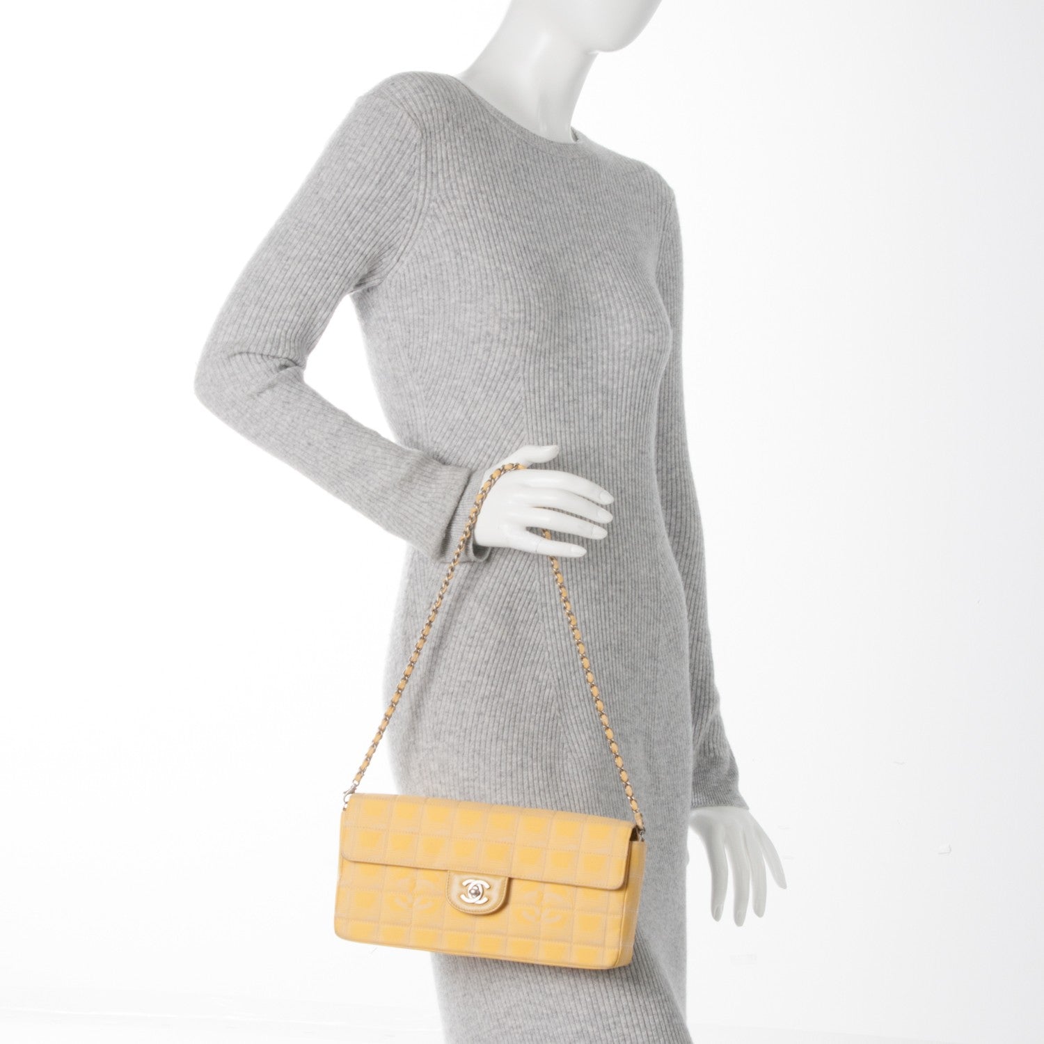 Chanel Nylon Quilted Travel East West Flap Yellow 2 of 8