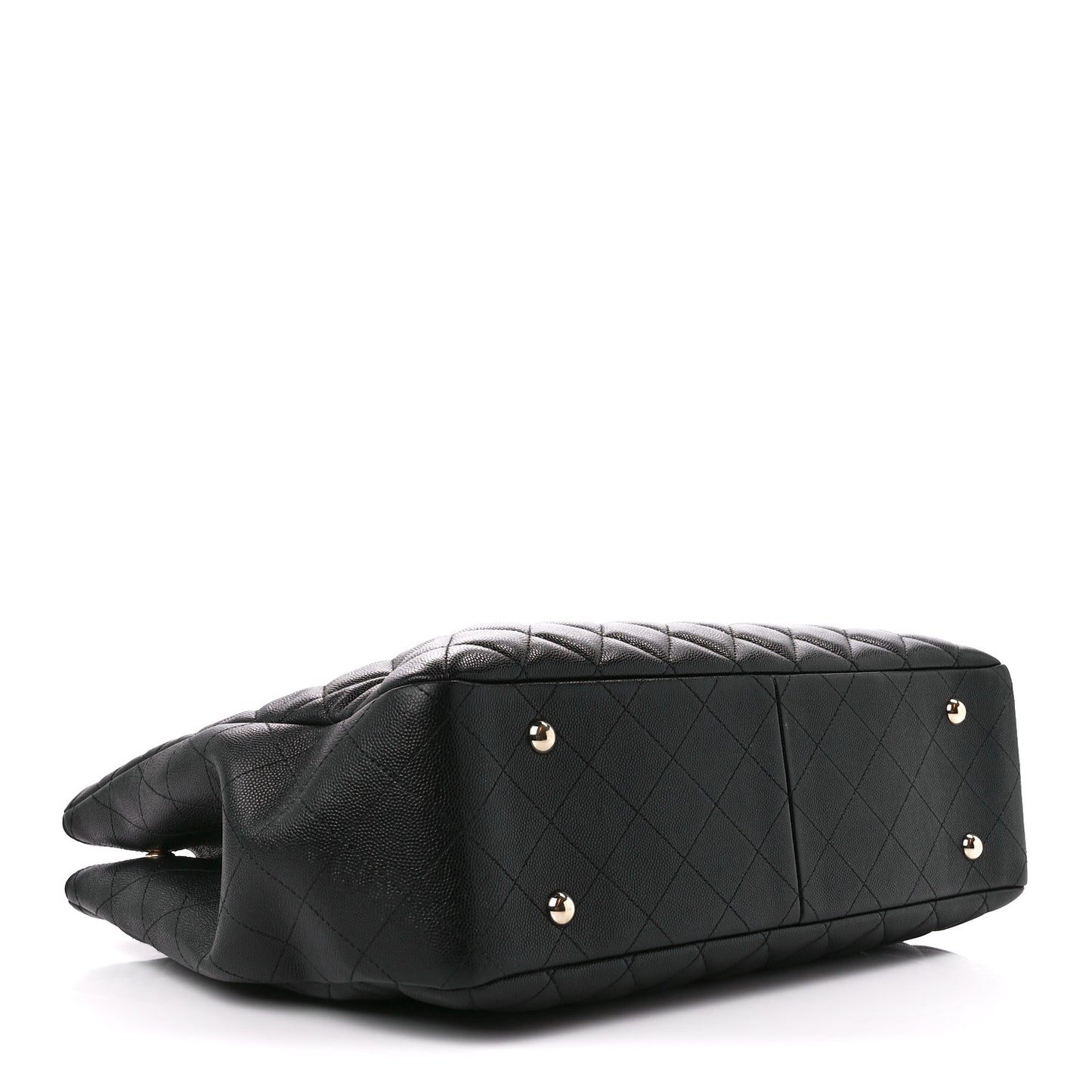 Caviar Quilted Large Shopping Tote Black