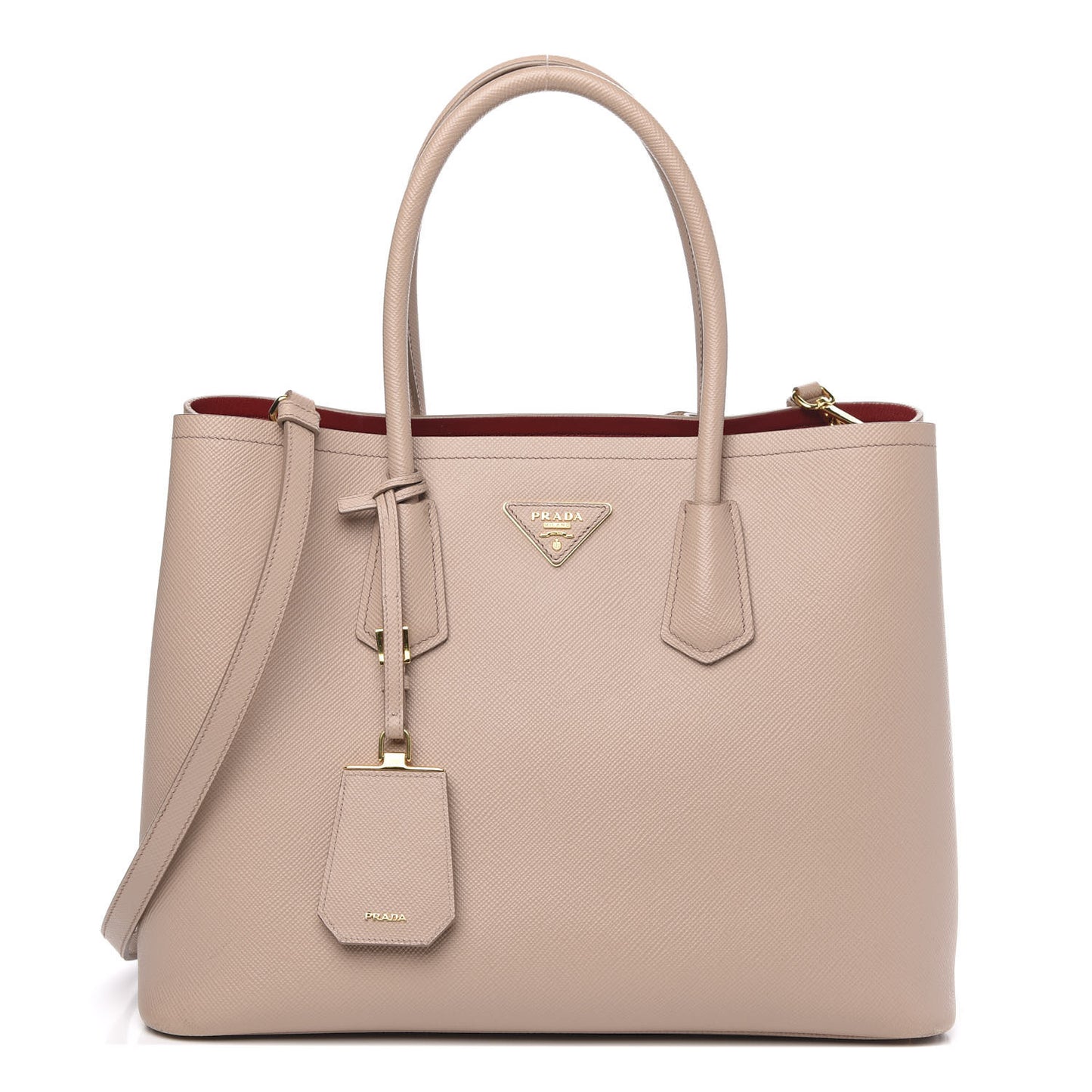 Saffiano Cuir Medium Double Bag Cammeo