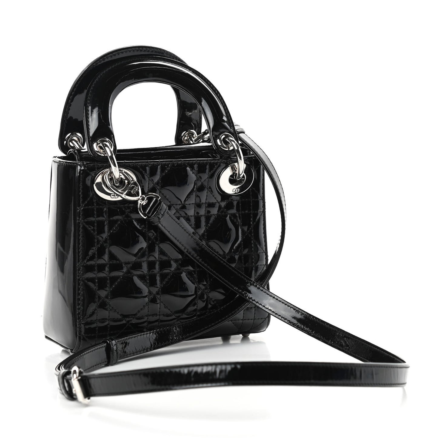 Patent Cannage Mini Lady Dior Black