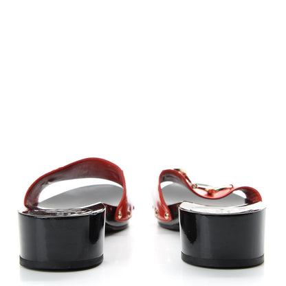 Gucci Vitello Vernice Soft Icon Bit Wood Clogs 8 Orange 6 of 9