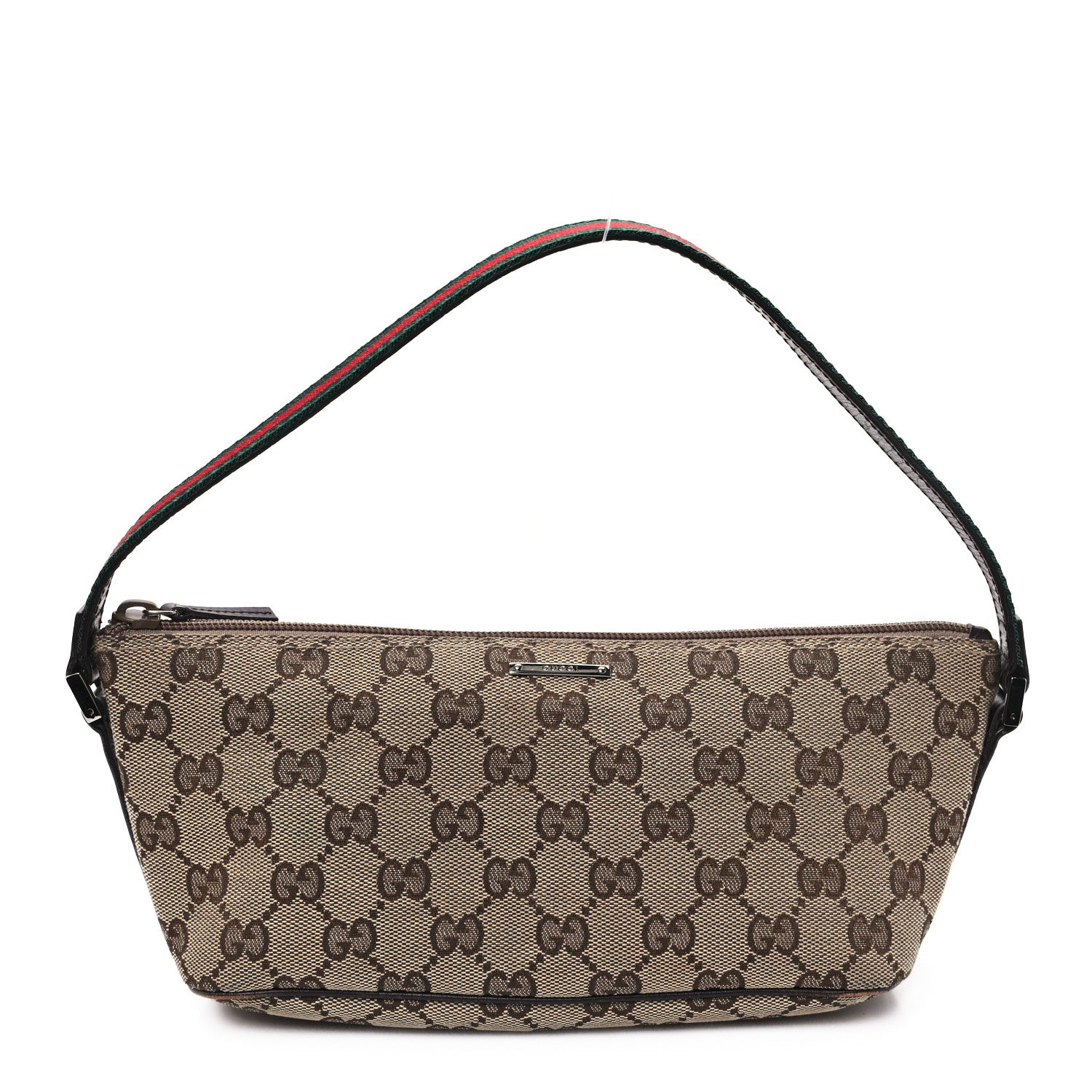 Gucci Monogram Web Boat Pochette Brown 1 of 11