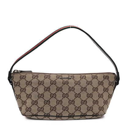 Gucci Monogram Web Boat Pochette Brown 1 of 11