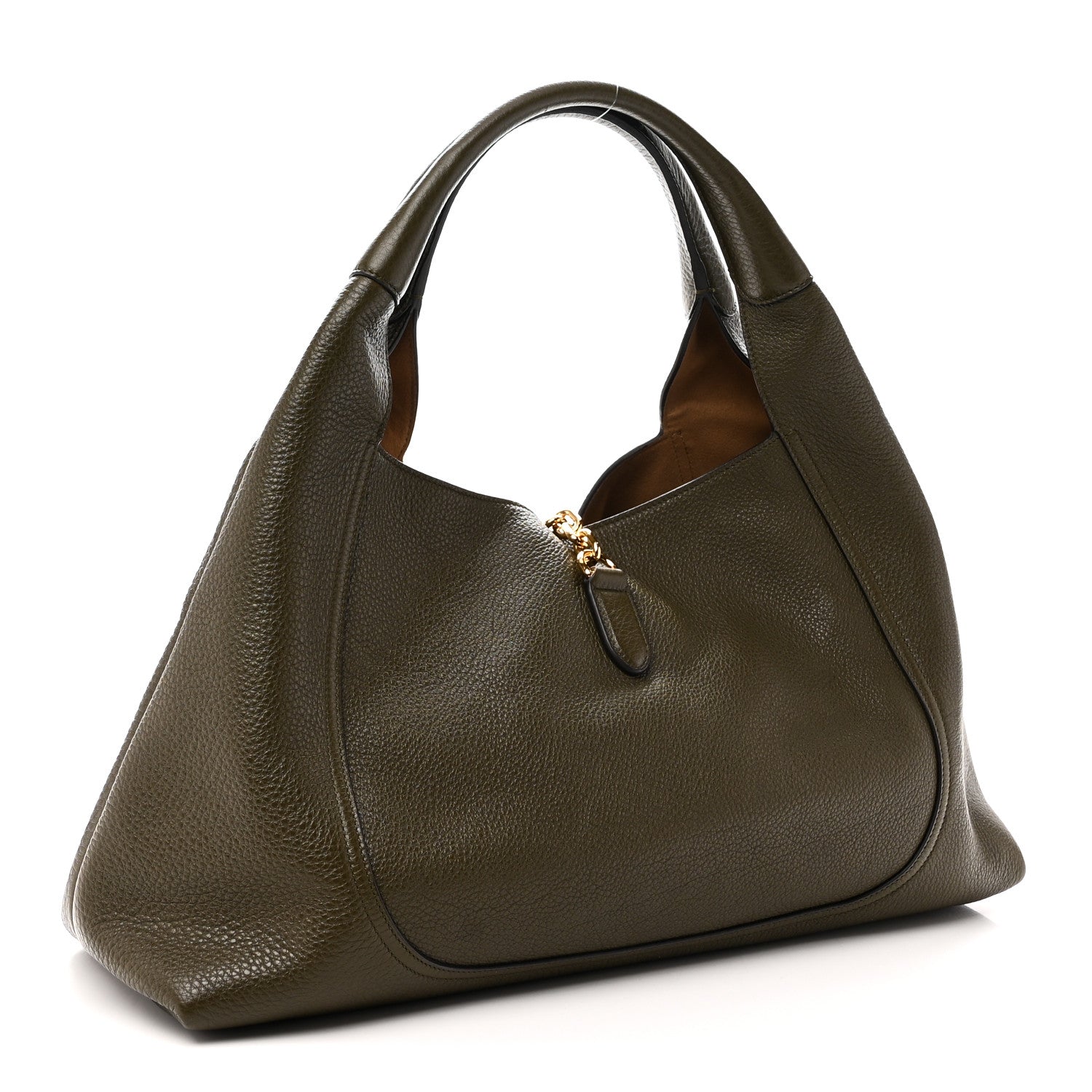 Gucci Grained Calfskin Softbit Maxi Shoulder Bag Forest Green 4 of 11