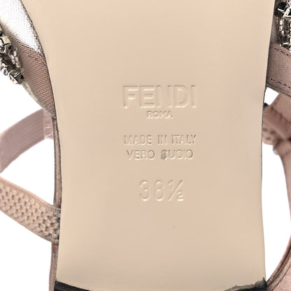 Fendi Satin Technical Mesh Colibri Crystal Embellished Mule 38.5 Nude 12 of 17