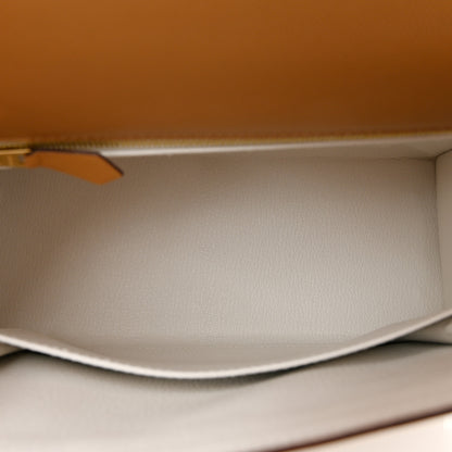 Hermes Madame Calfskin Verso Kelly Sellier 25 Biscuit White 5 of 10