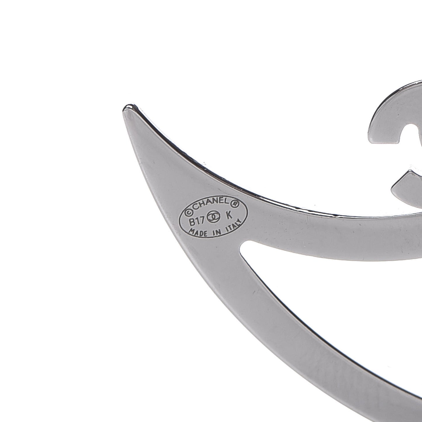 Crystal CC Moon Brooch Ruthenium