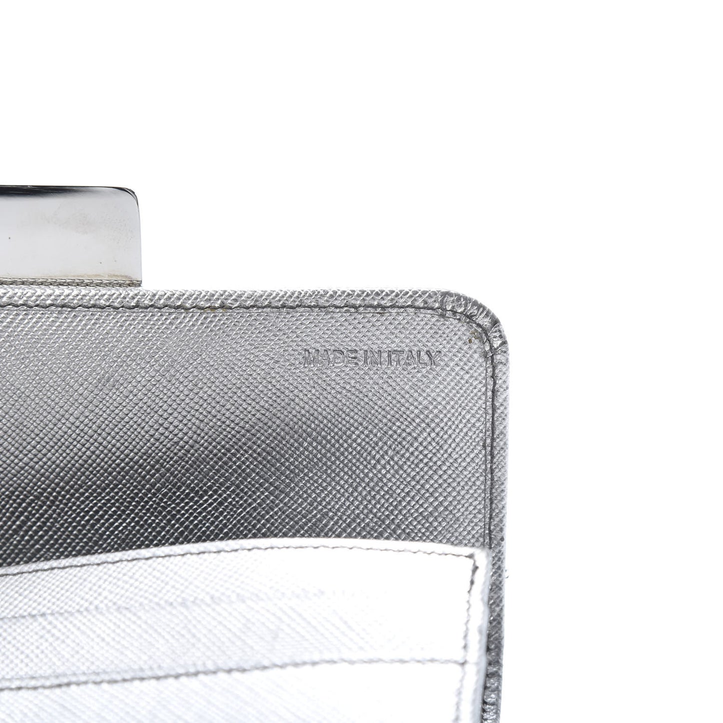 Metallic Saffiano Stones Continental Wallet Silver