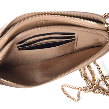 Chanel Caviar Quilted CC Filigree Clutch With Chain Beige 7 of 13