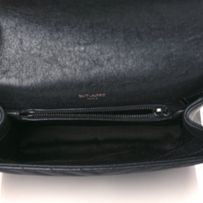 Saint Laurent Sheepskin Matelasse Chevron Monogram Monochrome Medium College Bag Black 4 of 9