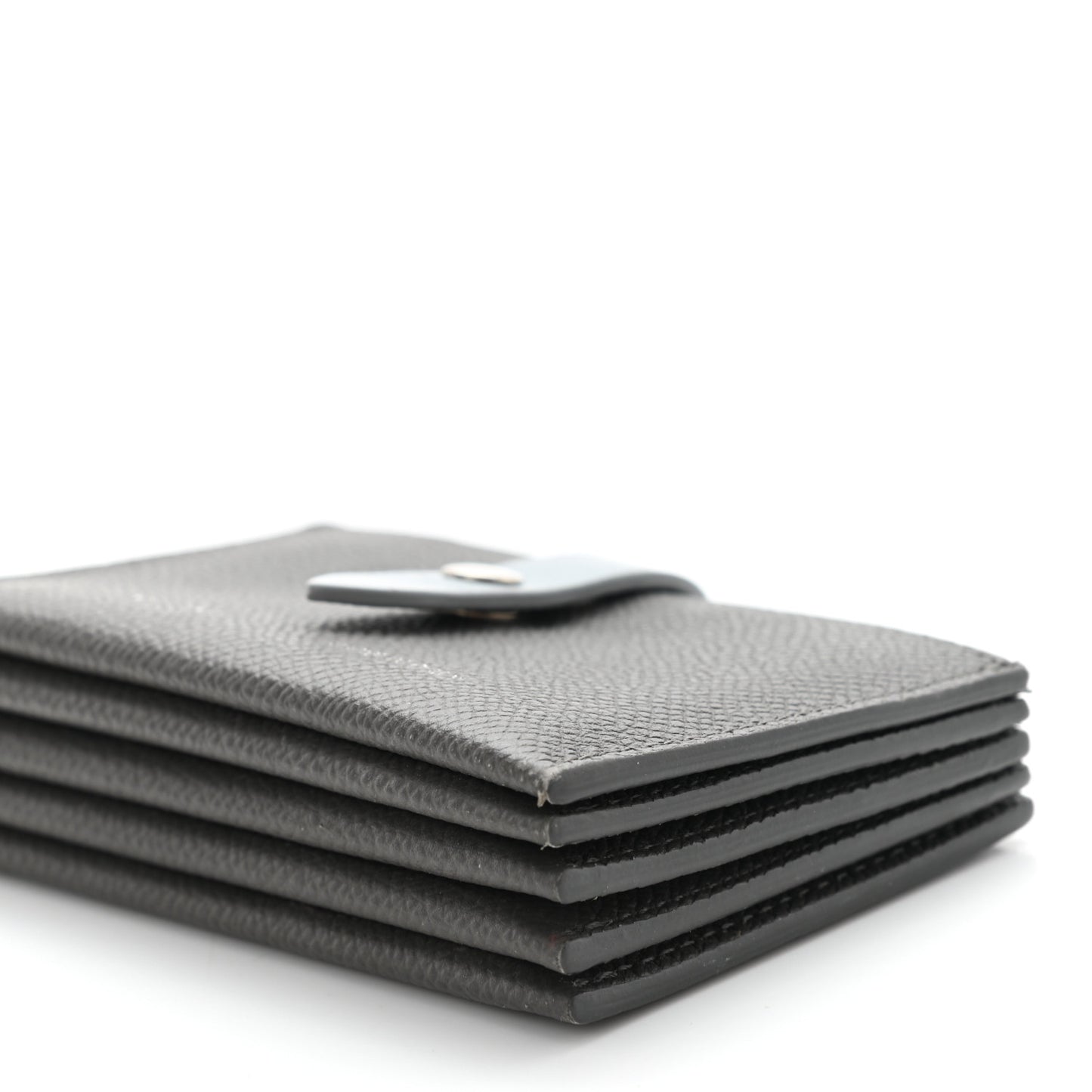 Grained Shiny Calfskin Accordion Card Holder Grey