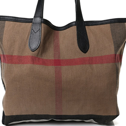 Burberry Coated Canvas Mega Check Medium Reversible Doodle Tote Black Brown 13 of 15