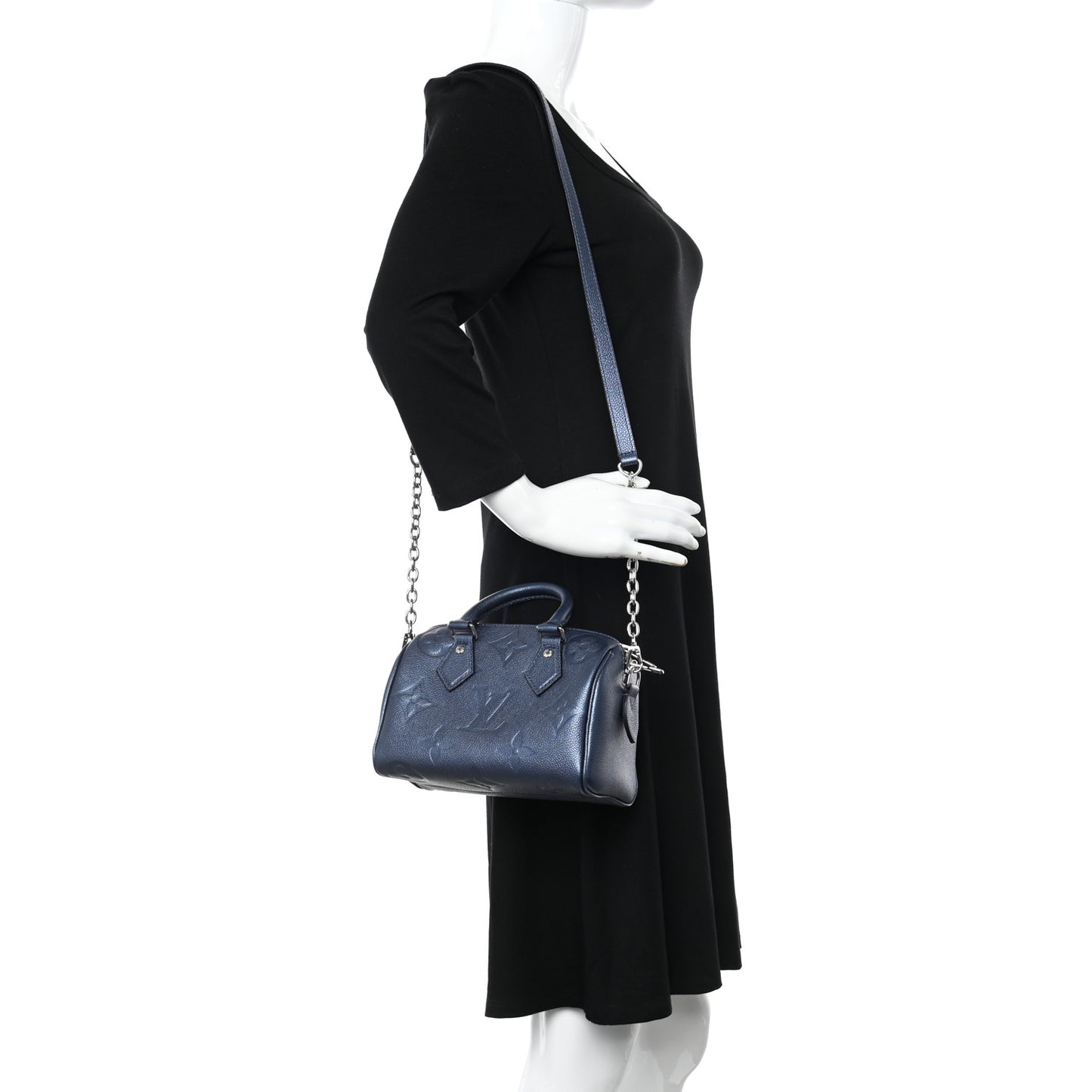 Metallic Empreinte Monogram Giant Speedy Bandouliere 20 Navy Nacre