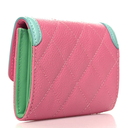 Chanel Caviar Quilted Filigree Flap Card Holder Pink Blue Green 3 of 10