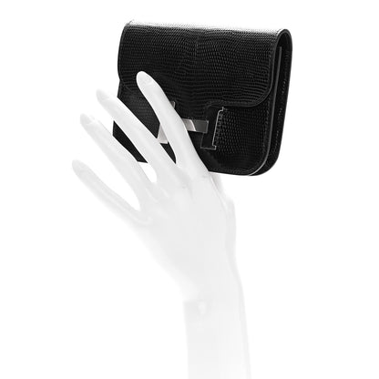 Hermes Lizard Constance Slim Wallet Black 3 of 11