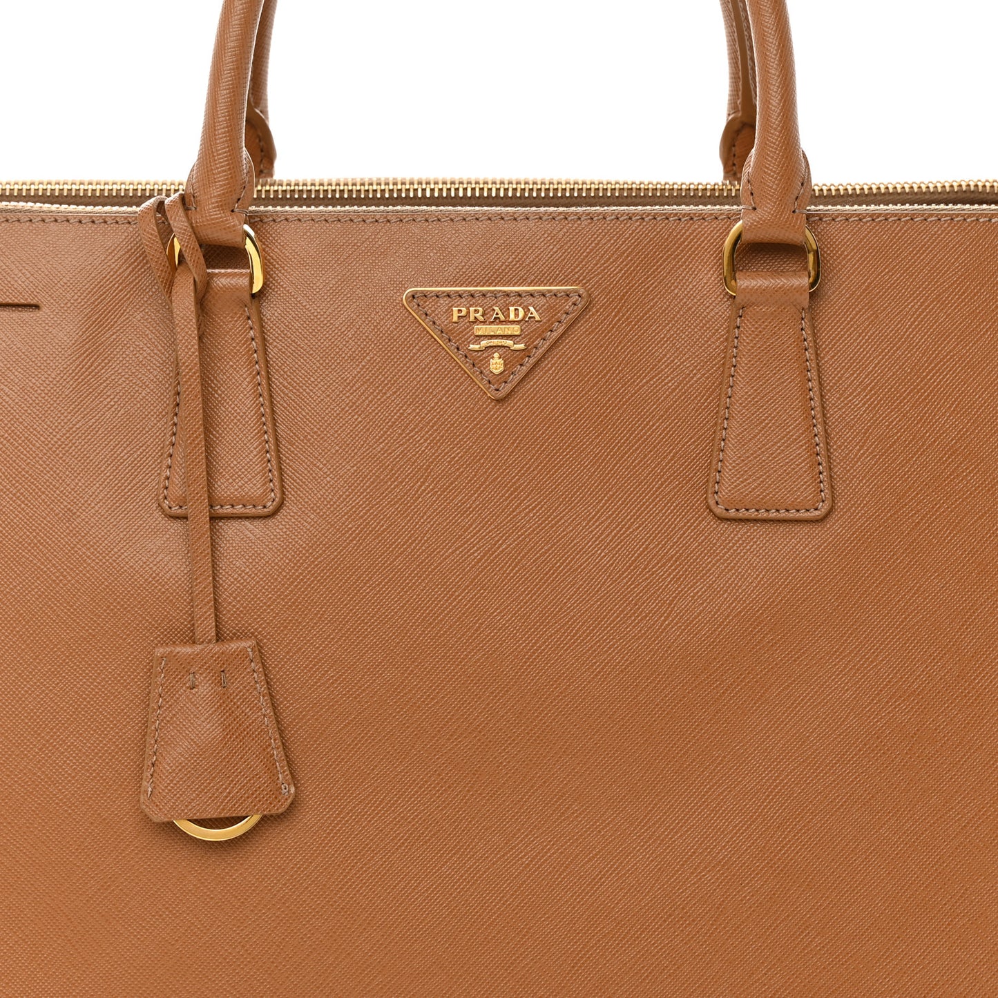 Saffiano Lux Extra Large Galleria Double Zip Tote Caramel