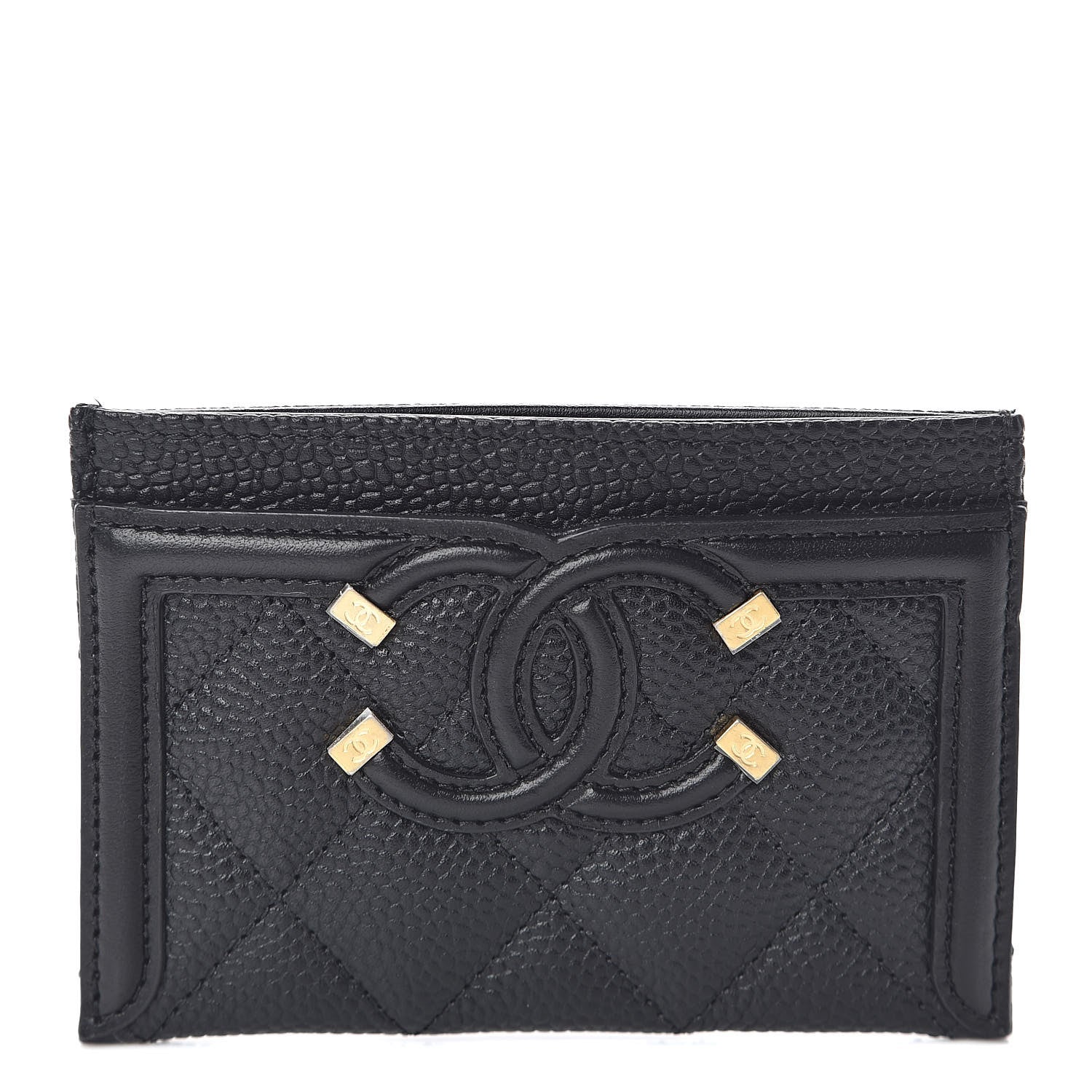 Chanel Caviar Quilted Filigree Card Holder Black 1 of 8