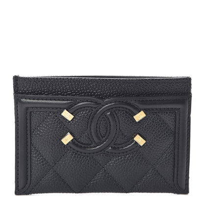 Chanel Caviar Quilted Filigree Card Holder Black 1 of 8