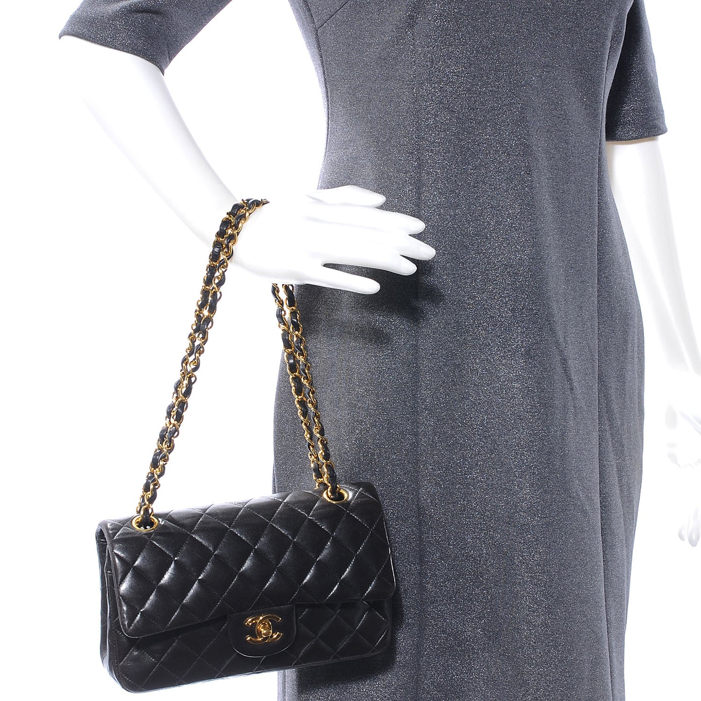 Lambskin Quilted Small Double Flap Black