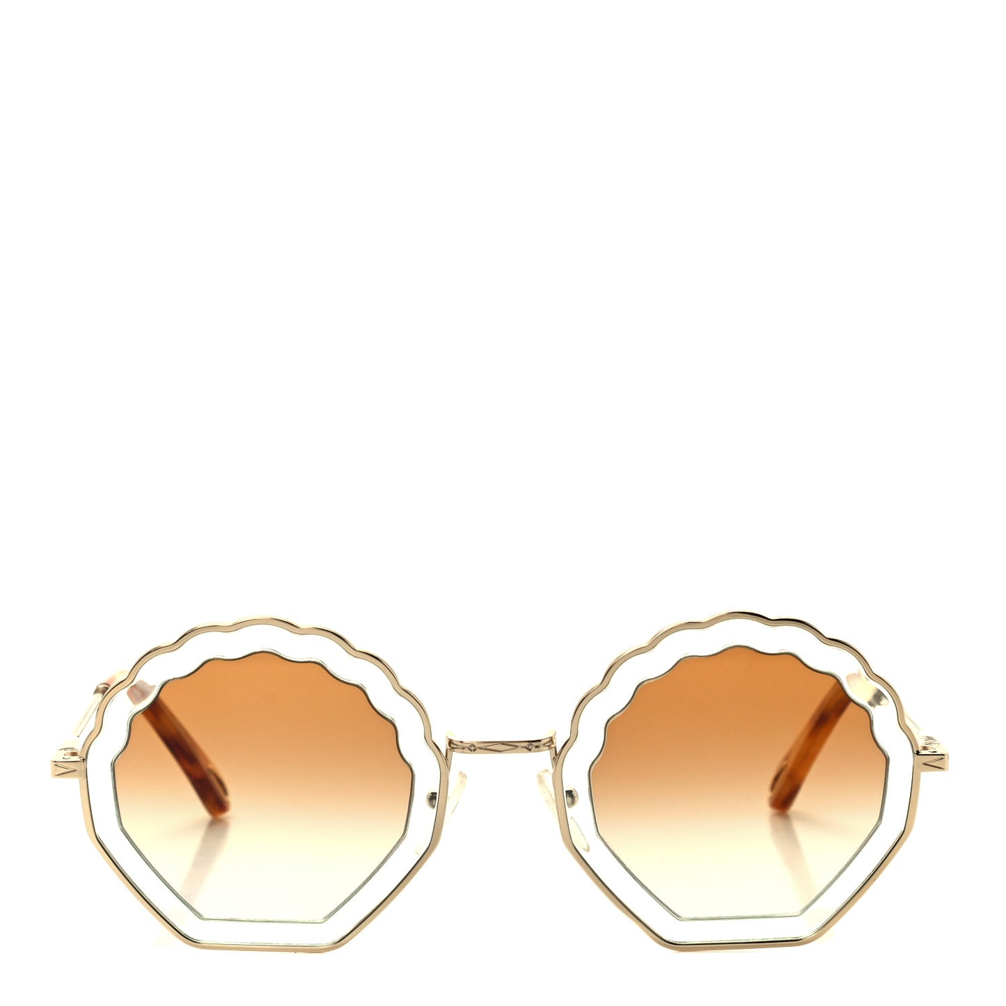 Metal Scalloped Sunglasses CE147S Gold Brown